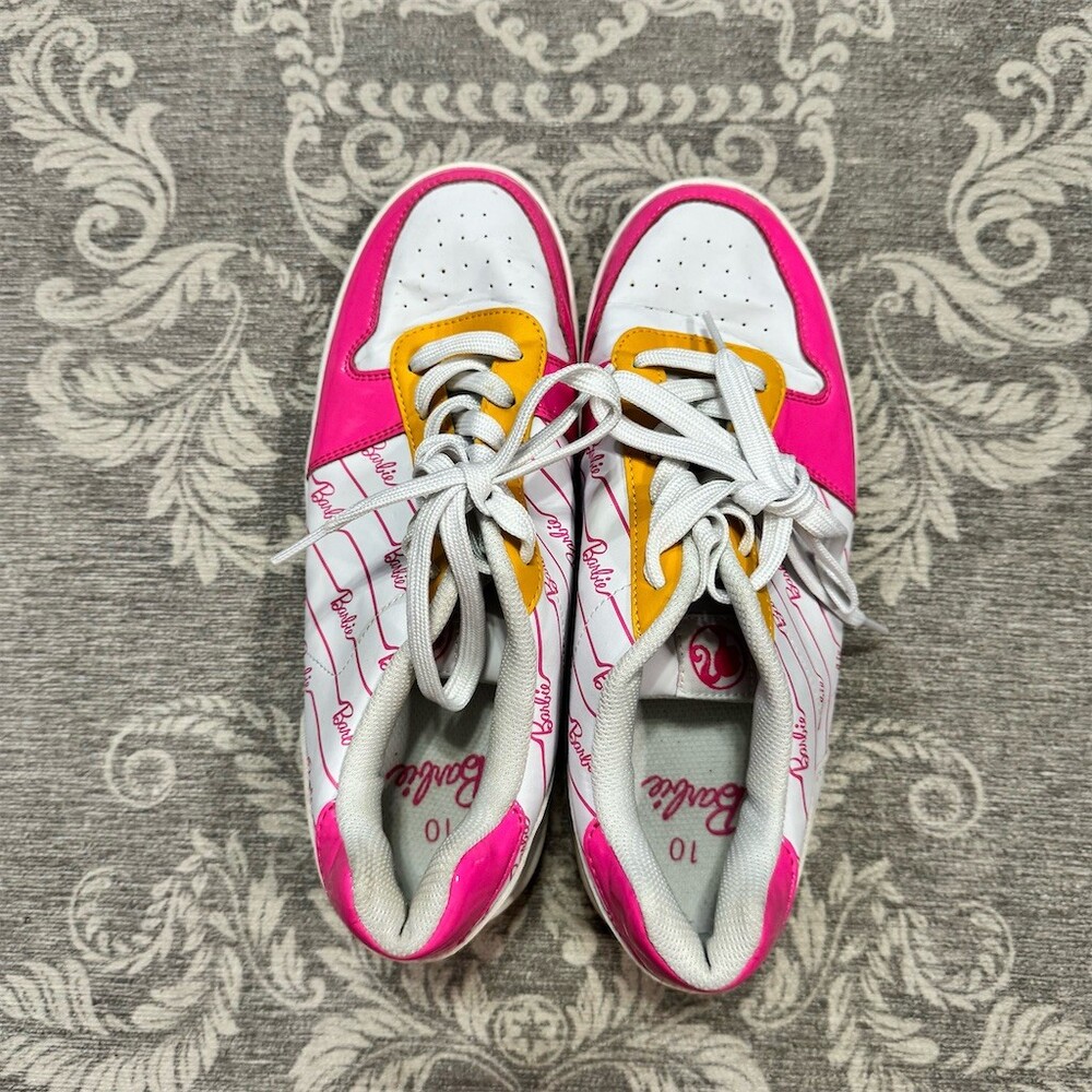 Barbie by Mattel Womens Sneakers Pink White Yellow Lace Up Size 10